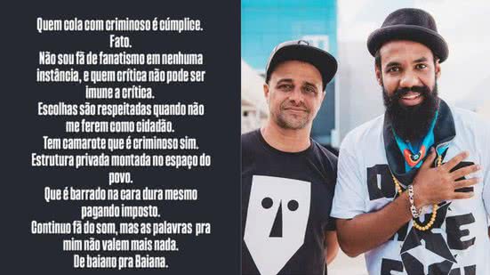 Imagem Músico baiano critica apresentação do BaianaSystem em camarote: 'não valem mais nada'
