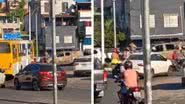 A confusão aconteceu na descida do Viaduto dos Motoristas - Reprodução | Redes Sociais