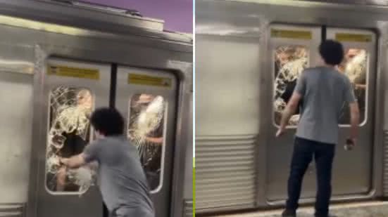 Imagem Homem é detido após quebrar janela e ameaçar passageiros em trem; veja vídeo