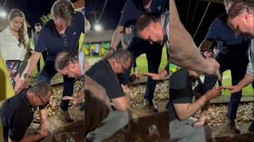 Empresário orando os pés de Bolsonaro - Reprodução