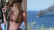 Imagem Adriane Galisteu mostra incêndio em lancha durante viagem internacional: “Estou em choque”